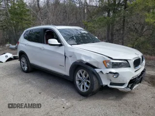 2013 BMW X3 xDrive28i with VIN 5UXWX9C59D0A13581, listed as a Copart auction lot 52074475 with Not Provided miles and Salvage Title. Bid and sale history available at DreamBid. Image 4.