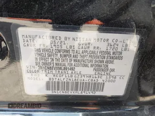 2021 Nissan Versa SV with VIN 3N1CN8EVXML891492, listed as a IAAI auction lot 42484002 with 65,607 mi miles and . Bid and sale history available at DreamBid. Image 9.