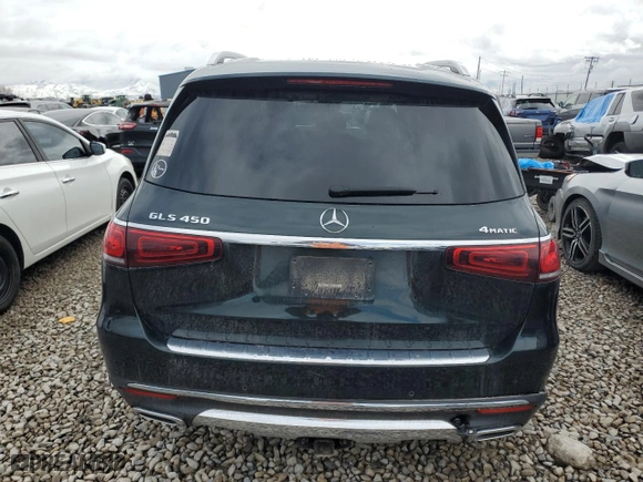2023 Mercedes-Benz GLS with VIN 4JGFF5KE6PA987198, listed as a Copart auction lot 51074815 with 20,096 mi miles and Salvage Title. Bid and sale history available at carsss.com. Image 6.