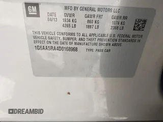 2013 Cadillac ATS with VIN 1G6AA5RA4D0168968, listed as a IAAI auction lot 41736092 with 117,831 mi miles and . Bid and sale history available at DreamBid. Image 9.