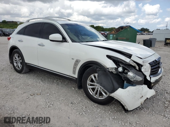 2014 Infiniti QX70 with VIN JN8CS1MU5EM450385, listed as a Copart auction lot 60201735 with 196,097 mi miles and Salvage title. Bid and sale history available at DreamBid. Image 4.