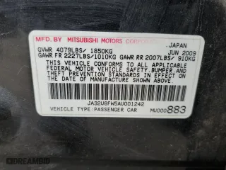 2010 Mitsubishi Lancer GTS with VIN JA32U8FW5AU001242, listed as a Copart auction lot 53711375 with 160,623 mi miles and Salvage Title. Bid and sale history available at carsss.com. Image 12.