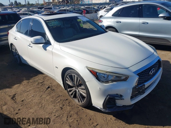 2018 Infiniti Q50 3.0t LUXE with VIN JN1EV7AP5JM362091, listed as a IAAI auction lot 41402140 with 73,355 mi miles. Bid and sale history available at carsss.com. Image 1.