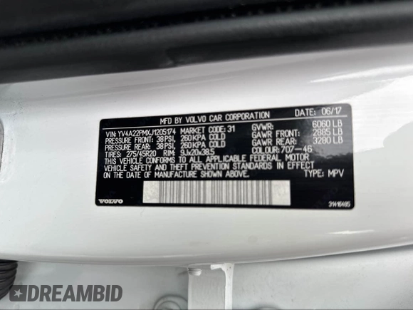 2018 Volvo XC90 R-Design with VIN YV4A22PMXJ1205174, listed as a IAAI auction lot 42559268 with 144,965 mi miles and . Bid and sale history available at DreamBid. Image 9.