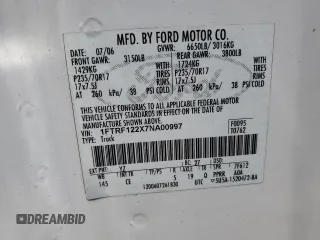 2007 Ford F-150 XL with VIN 1FTRF122X7NA00997, listed as a Copart auction lot 59664585 with 295,172 mi miles and Salvage title. Bid and sale history available at DreamBid. Image 12.