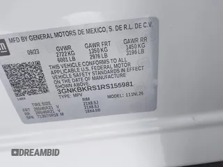 2024 Chevrolet Blazer RS z VIN 3GNKBKRS1RS155981, wystawiony jako IAAI lot #41614035 z przebiegiem 1383 mil mil oraz . Historia ofert i sprzedaży dostępna na DreamBid. Obrazek 9.