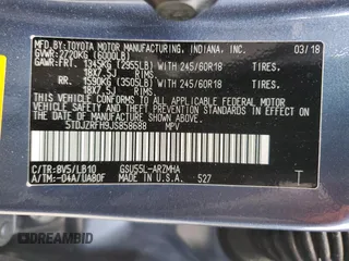2018 Toyota Highlander SE with VIN 5TDJZRFH9JS858688, listed as a Copart auction lot 55343275 with 103,287 mi miles and Salvage title. Bid and sale history available at DreamBid. Image 13.