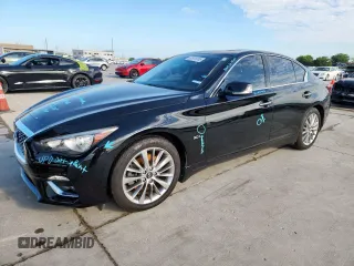 2018 Infiniti Q50 Luxe with VIN JN1EV7AR5JM443433, listed as a Copart auction lot 61919765 with 60,084 mi miles and Salvage title. Bid and sale history available at DreamBid. Image 1.