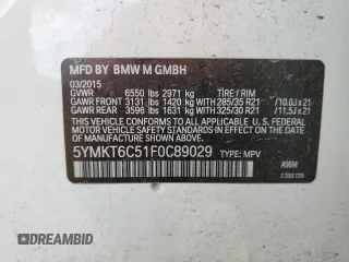 2015 BMW X5 M z VIN 5YMKT6C51F0C89029, wystawiony jako Copart lot #40456604 z przebiegiem 93 203 mil mil oraz . Historia ofert i sprzedaży dostępna na DreamBid. Obrazek 12.