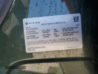 2023 Rivian R1S Adventure z VIN 7PDSGABA4PN005062, wystawiony jako Copart lot #69042334 z przebiegiem 40 470 mil mil oraz Szkody całkowita. Historia ofert i sprzedaży dostępna na DreamBid. Obrazek 15.