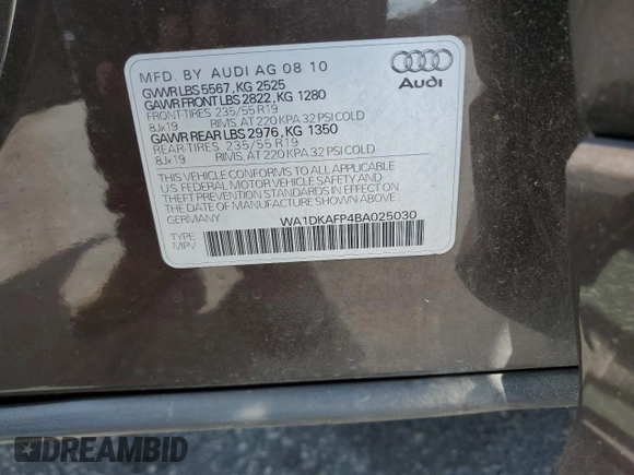 2011 Audi Q5 Premium Plus z VIN WA1DKAFP4BA025030, wystawiony jako Copart lot #61467125 z przebiegiem 202 973 mil mil oraz Szkoda całkowita • Salvage title. Historia ofert i sprzedaży dostępna na DreamBid. Obrazek 13.