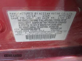 2019 Nissan Note SV with VIN 3N1CE2CP8KL355719, listed as a IAAI auction lot 41396198 with 65,256 mi miles and . Bid and sale history available at DreamBid. Image 9.
