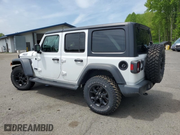 2021 Jeep Wrangler Unlimited Willys z VIN 1C4HJXDN3MW731183, wystawiony jako Copart lot #56769575 z przebiegiem 34 624 mil mil oraz Szkoda całkowita • Salvage title. Historia ofert i sprzedaży dostępna na DreamBid. Obrazek 2.