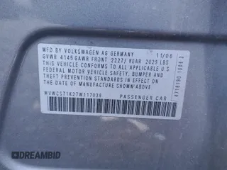 2007 Volkswagen Rabbit z VIN WVWCS71K27W117036, wystawiony jako Copart lot #80883524 z przebiegiem 162 217 mil mil oraz Szkoda całkowita • Salvage title. Historia ofert i sprzedaży dostępna na DreamBid. Obrazek 12.