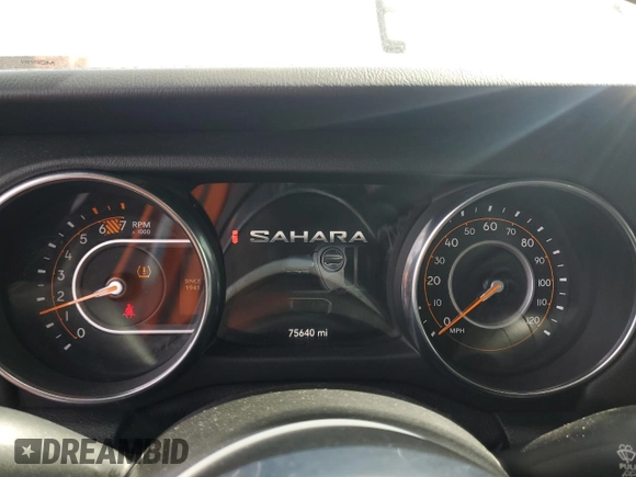 2019 Jeep Wrangler Unlimited Sahara with VIN 1C4HJXEN0KW521751, listed as a Copart auction lot 50650025 with 75,640 mi miles and Salvage Title. Bid and sale history available at DreamBid. Image 9.