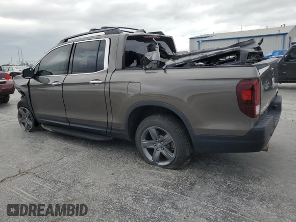 2022 Honda Ridgeline RTL-E with VIN 5FPYK3F76NB028596, listed as a Copart auction lot 54355175 with 42,020 mi miles and Salvage title. Bid and sale history available at DreamBid. Image 2.