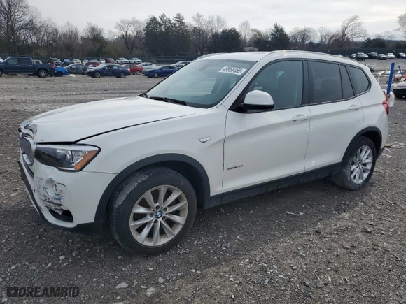 2017 BMW X3 sDrive28i with VIN 5UXWZ7C34H0V91717, listed as a Copart auction lot 49958455 with 54,413 mi miles and Salvage Title. Bid and sale history available at carsss.com. Image 1.