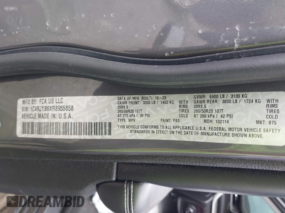 2024 Jeep Grand Cherokee z VIN 1C4RJYB6XR8955858, wystawiony jako IAAI lot #41724210 z przebiegiem Nie podano mil oraz . Historia ofert i sprzedaży dostępna na DreamBid. Obrazek 9.