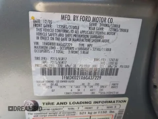 2006 Ford Freestyle SEL with VIN 1FMDK021X6GA37229, listed as a IAAI auction lot 41660141 with 1 mi miles. Bid and sale history available at carsss.com. Image 9.