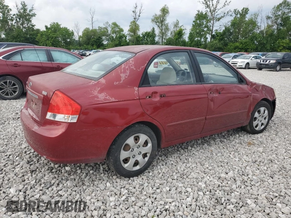 2008 Kia Spectra EX with VIN KNAFE121985532558, listed as a Copart auction lot 57984805 with 136,964 mi miles and Salvage title. Bid and sale history available at DreamBid. Image 3.
