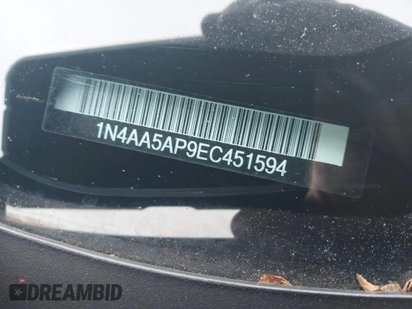 2014 Nissan Maxima SV with VIN 1N4AA5AP9EC451594, listed as a IAAI auction lot 42276826 with 130,372 mi miles and . Bid and sale history available at DreamBid. Image 12.