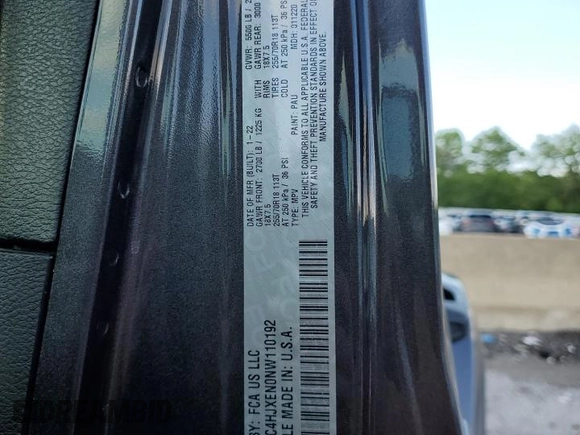 2022 Jeep Wrangler Unlimited Sahara z VIN 1C4HJXEN0NW110192, wystawiony jako Copart lot #57206625 z przebiegiem 32 964 mil mil oraz Szkoda całkowita • Salvage title. Historia ofert i sprzedaży dostępna na DreamBid. Obrazek 14.