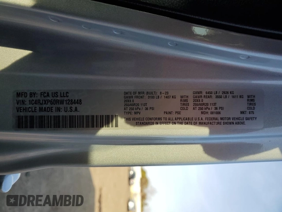 2024 Jeep Wrangler Sahara with VIN 1C4RJXP60RW128448, listed as a Copart auction lot 48658135 with 5,879 mi miles and Salvage Title. Bid and sale history available at DreamBid. Image 14.