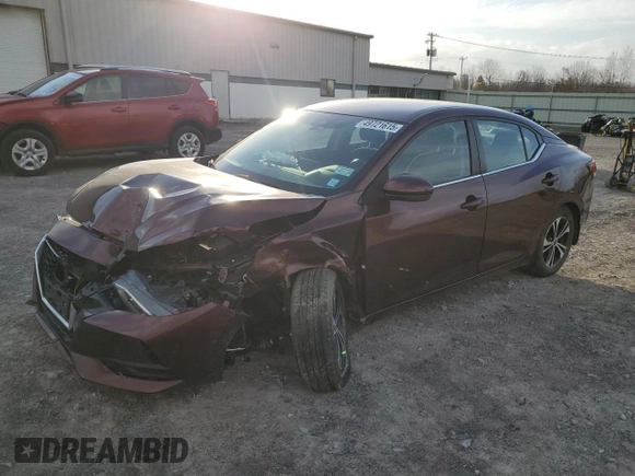 2020 Nissan Sentra SV with VIN 3N1AB8CV8LY313301, listed as a Copart auction lot 49721615 with 52,904 mi miles and Salvage Title. Bid and sale history available at carsss.com. Image 1.