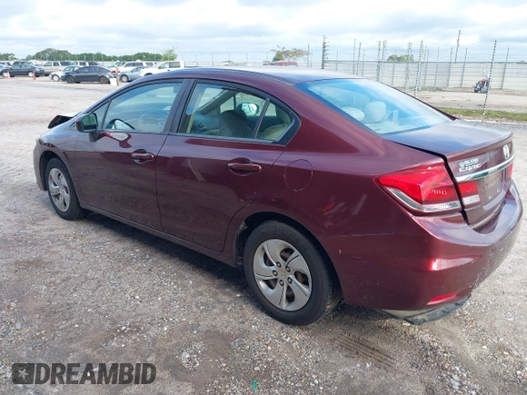 2015 Honda Civic Sedan LX with VIN 19XFB2F52FE059814, listed as a IAAI auction lot 40413705 with 91,506 mi miles. Bid and sale history available at carsss.com. Image 3.