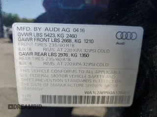 2016 Audi Q5 Premium Plus z VIN WA1L2AFP9GA135803, wystawiony jako Copart lot #62090005 z przebiegiem 119 653 mil mil oraz Szkoda całkowita • Salvage title. Historia ofert i sprzedaży dostępna na DreamBid. Obrazek 14.