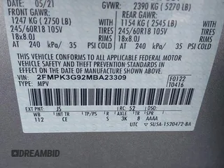 2021 Ford Edge SE z VIN 2FMPK3G92MBA23309, wystawiony jako IAAI lot #41586140 z przebiegiem 23 593 mil mil oraz . Historia ofert i sprzedaży dostępna na DreamBid. Obrazek 9.