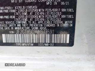 2021 Subaru Crosstrek Special Sports с VIN JF2GTHSC9MH373591, выставлен на аукционе IAAI как лот 42256908 с пробегом 23 304 миль миль и . История ставок и продаж доступна на DreamBid. Изображение 9.