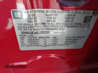 2014 Chevrolet Captiva Sport LS with VIN 3GNAL2EK6ES682309, listed as a IAAI auction lot 42151262 with 125,905 mi miles. Bid and sale history available at carsss.com. Image 9.