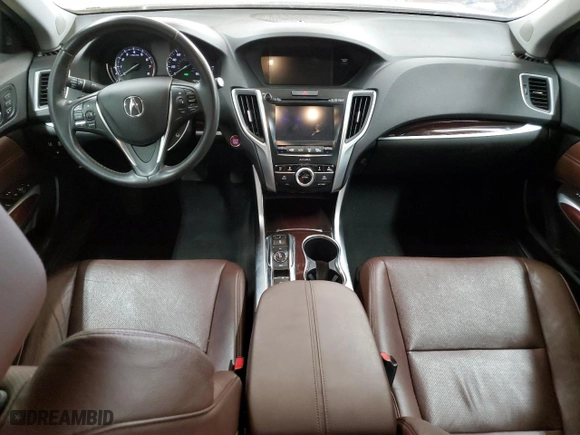 2015 Acura TLX V6 Tech with VIN 19UUB2F55FA005385, listed as a Copart auction lot 45049045 with 0 mi miles and Salvage Title. Bid and sale history available at carsss.com. Image 8.