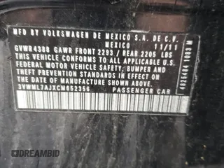 2012 Volkswagen Jetta TDI with VIN 3VWML7AJXCM652356, listed as a Copart auction lot 58726195 with 119,966 mi miles and Salvage title. Bid and sale history available at DreamBid. Image 12.