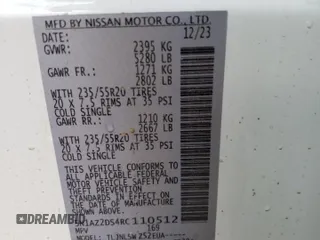 2024 Nissan Murano Platinum z VIN 5N1AZ2DS4RC110512, wystawiony jako Copart lot #53001344 z przebiegiem 515 mil mil oraz Szkoda całkowita • Salvage title. Historia ofert i sprzedaży dostępna na DreamBid. Obrazek 16.