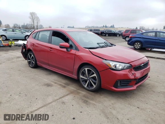 2022 Subaru Impreza Special Sports with VIN 4S3GTAM6XN3708272, listed as a Copart auction lot 48568345 with 38,420 mi miles and Salvage title. Bid and sale history available at DreamBid. Image 4.