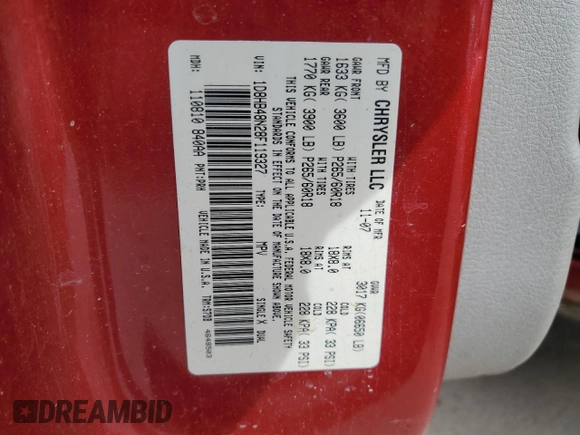 2008 Dodge Durango SLT with VIN 1D8HB48N28F119327, listed as a Copart auction lot 47839015 with 186,983 mi miles and Salvage title. Bid and sale history available at DreamBid. Image 13.