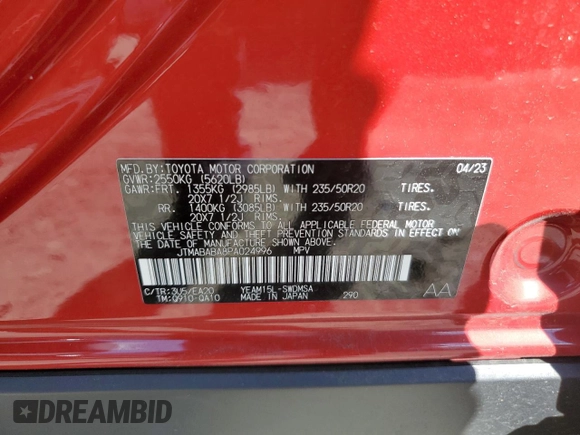 2023 Subaru Solterra Limited with VIN JTMABABA8PA024996, listed as a Copart auction lot 57842655 with 11,080 mi miles and Salvage title. Bid and sale history available at DreamBid. Image 13.