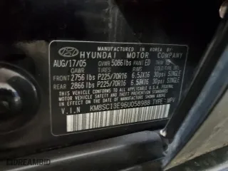 2006 Hyundai Santa Fe GLS with VIN KM8SC13E96U058988, listed as a Copart auction lot 82703394 with 154,840 mi miles and Clean Title. Bid and sale history available at carsss.com. Image 13.