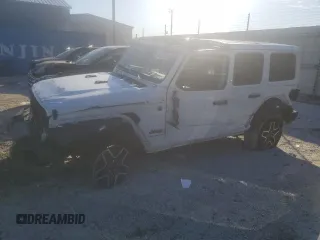 2025 Jeep Wrangler Sahara with VIN 1C4PJXENXSW500496, listed as a Copart auction lot 41934515 with 6,265 mi miles and Salvage Title. Bid and sale history available at DreamBid. Image 1.
