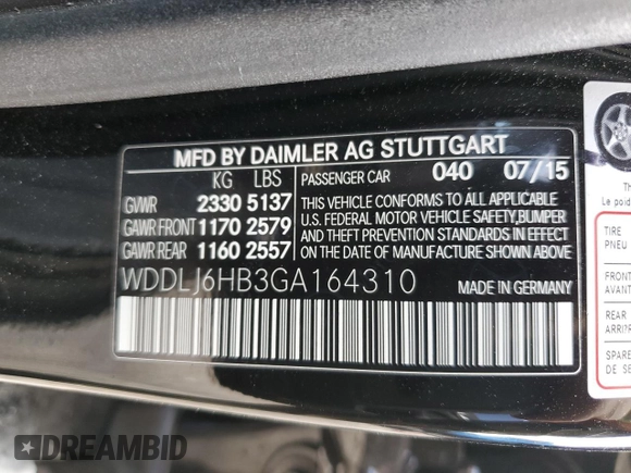 2016 Mercedes-Benz CLS 400 с VIN WDDLJ6HB3GA164310, выставлен на аукционе Copart как лот 55951544 с пробегом 77 461 миль миль и Списание • Salvage title. История ставок и продаж доступна на DreamBid. Изображение 15.