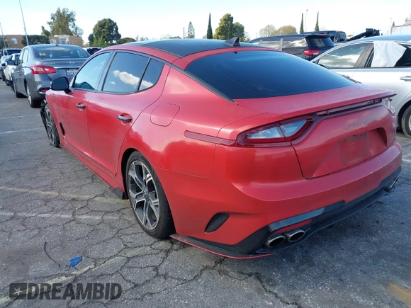 2020 Kia Stinger GT-Line with VIN KNAE15LA6L6081184, listed as a IAAI auction lot 41587668 with 52,168 mi miles. Bid and sale history available at carsss.com. Image 3.