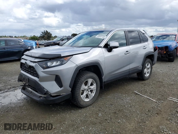 2021 Toyota RAV4 Hybrid LE with VIN 4T3MWRFV8MU020439, listed as a Copart auction lot 49834745 with 21,060 mi miles and Salvage Title. Bid and sale history available at carsss.com. Image 1.