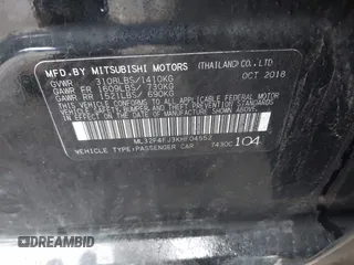2019 Mitsubishi Mirage G4 SE with VIN ML32F4FJ3KHF04552, listed as a IAAI auction lot 41843111 with 192,463 mi miles. Bid and sale history available at carsss.com. Image 9.