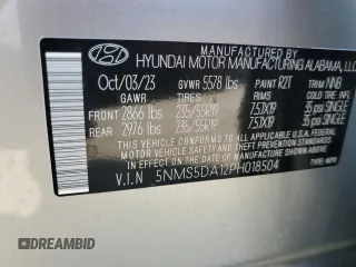 2023 Hyundai Santa Fe Hybrid Limited with VIN 5NMS5DA12PH018504, listed as a Copart auction lot 74368384 with 10,295 mi miles and Salvage Title. Bid and sale history available at carsss.com. Image 13.