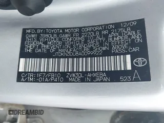 2010 Toyota Prius II with VIN JTDKN3DU8A0099922, listed as a IAAI auction lot 42186386 with 170,304 mi miles and . Bid and sale history available at DreamBid. Image 9.