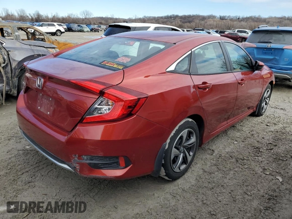2020 Honda Civic LX with VIN 2HGFC2F69LH582299, listed as a Copart auction lot 47870445 with 75,603 mi miles and Salvage Title. Bid and sale history available at DreamBid. Image 3.