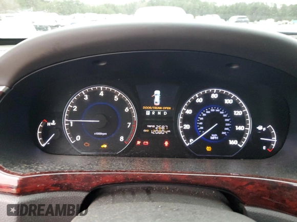 2013 Hyundai Equus Signature with VIN KMHGH4JH5DU058196, listed as a Copart auction lot 87376654 with 120,804 mi miles and Salvage Title. Bid and sale history available at DreamBid. Image 9.