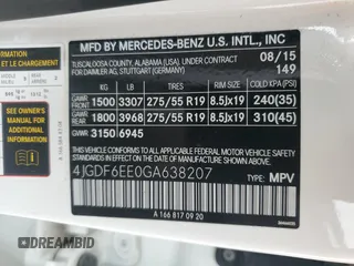 2016 Mercedes-Benz GL with VIN 4JGDF6EE0GA638207, listed as a Copart auction lot 43973915 with 153,432 mi miles and Clean Title. Bid and sale history available at carsss.com. Image 13.